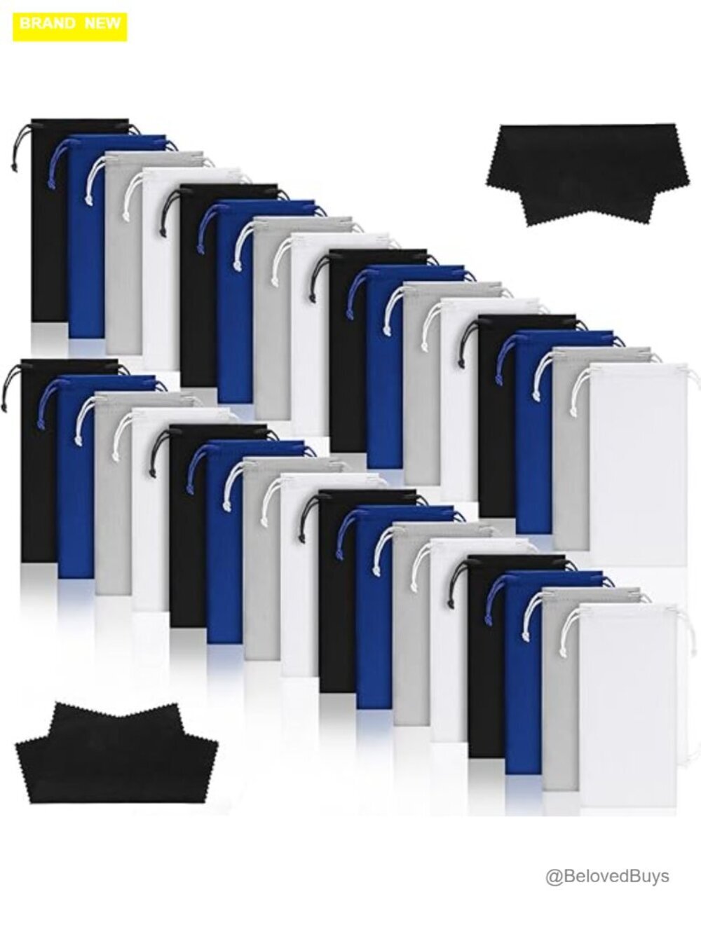 100 Microfiber Sunglasses Pouches with 2 Cleaning Cloths